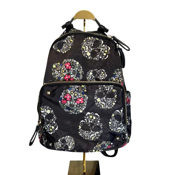 MMS Design Studio Sugar Skull Backpack Black Floral Satin Edgy Gothic Artistry main image 5